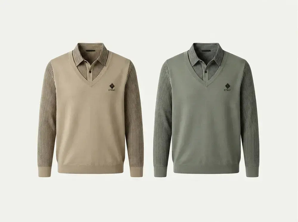 【M-4XL】Camiseta polo de cachemira de alta calidad con diseño patchwork para hombre - Cálida y versátil