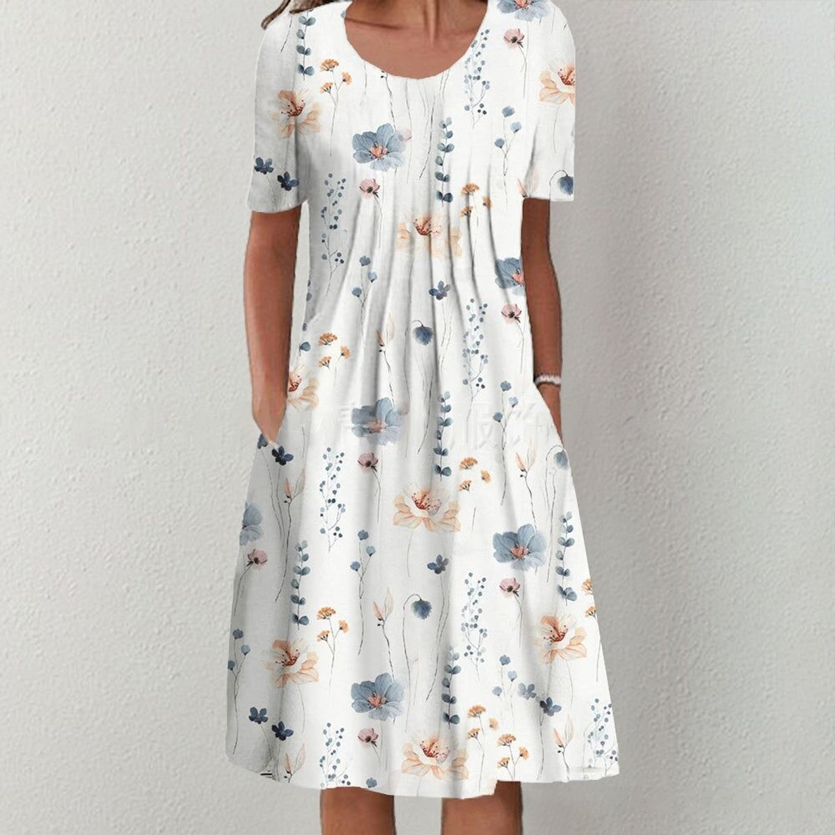 🎀✨ 【Okazja specjalna】【S–5XL】 👗 Elegancka sukienka midi z botanicznymi motywami – styl i wygoda na każdą okazję 🌸💃