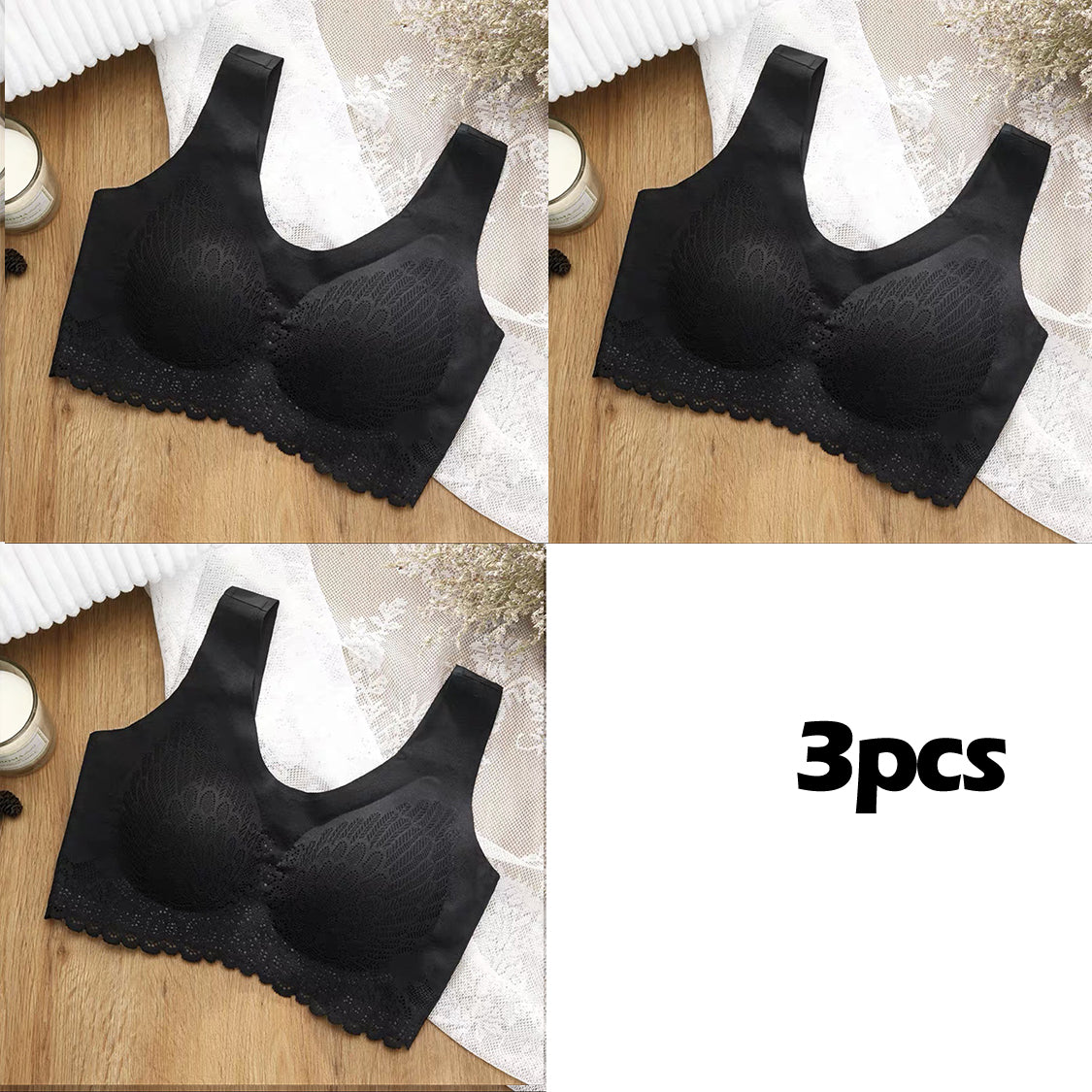 💖👙【3 ks】✨Pohodlná čipkovaná podprsenka pre plnšie veľkosti – ľahká, priedušná, elegantne zakrýva, kvalitný materiál