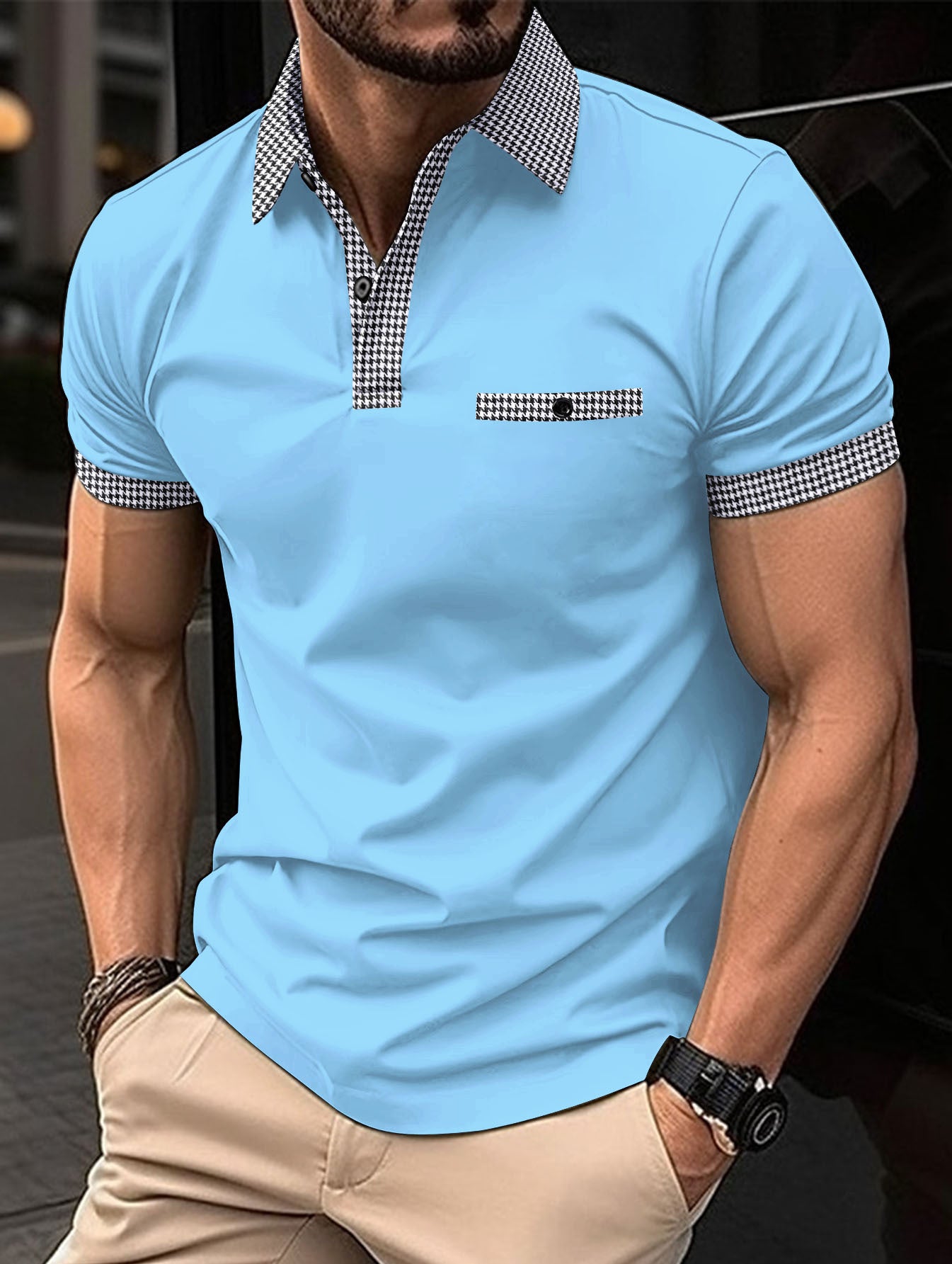 💥👔Promocja na 2026 rok【S-3XL】Letnia męska bluza polo z guzikami i blokiem kolorów