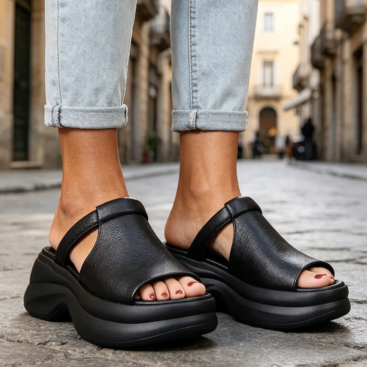 🔥【35–40】👡Damskie sandały na grubej podeszwie – obcas 6 cm, nowość