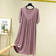 🔥【50% REDUCERE】💖【S-4XL】【40-180kg】✨Rochie de pijama 2025 – moale, confortabilă și relaxantă, cu mâneci scurte 🌙🛌