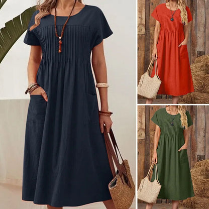 ✨✨【M-4XL】（40kg-90kg） Sukienka Letnia Plus Size z Krótkim Rękawem ✅Płatność gotówką przy odbiorze