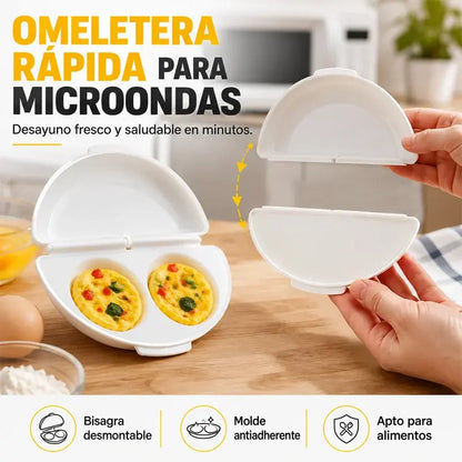 🍳 Idealne śniadanie w kilka minut! Forma do omletu do kuchenki mikrofalowej 🥚 | 2 przegródki · Materiał spożywczy z powłoką nieprzywierającą · Odłączane zawiasy ułatwiające czyszczenie · Szybkie przygotowanie bez oleju