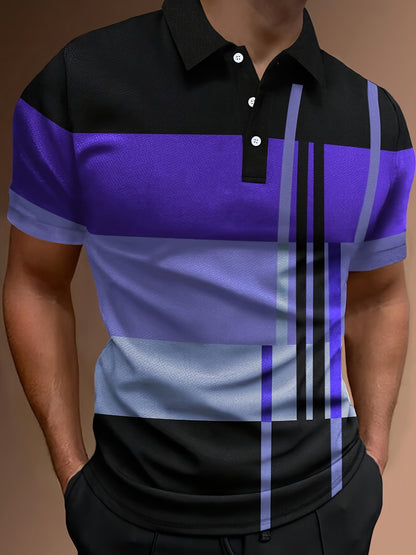 🔥 50% taniej | Męska koszulka polo S–6XL – wzór 3D w paski, modna i wygodna