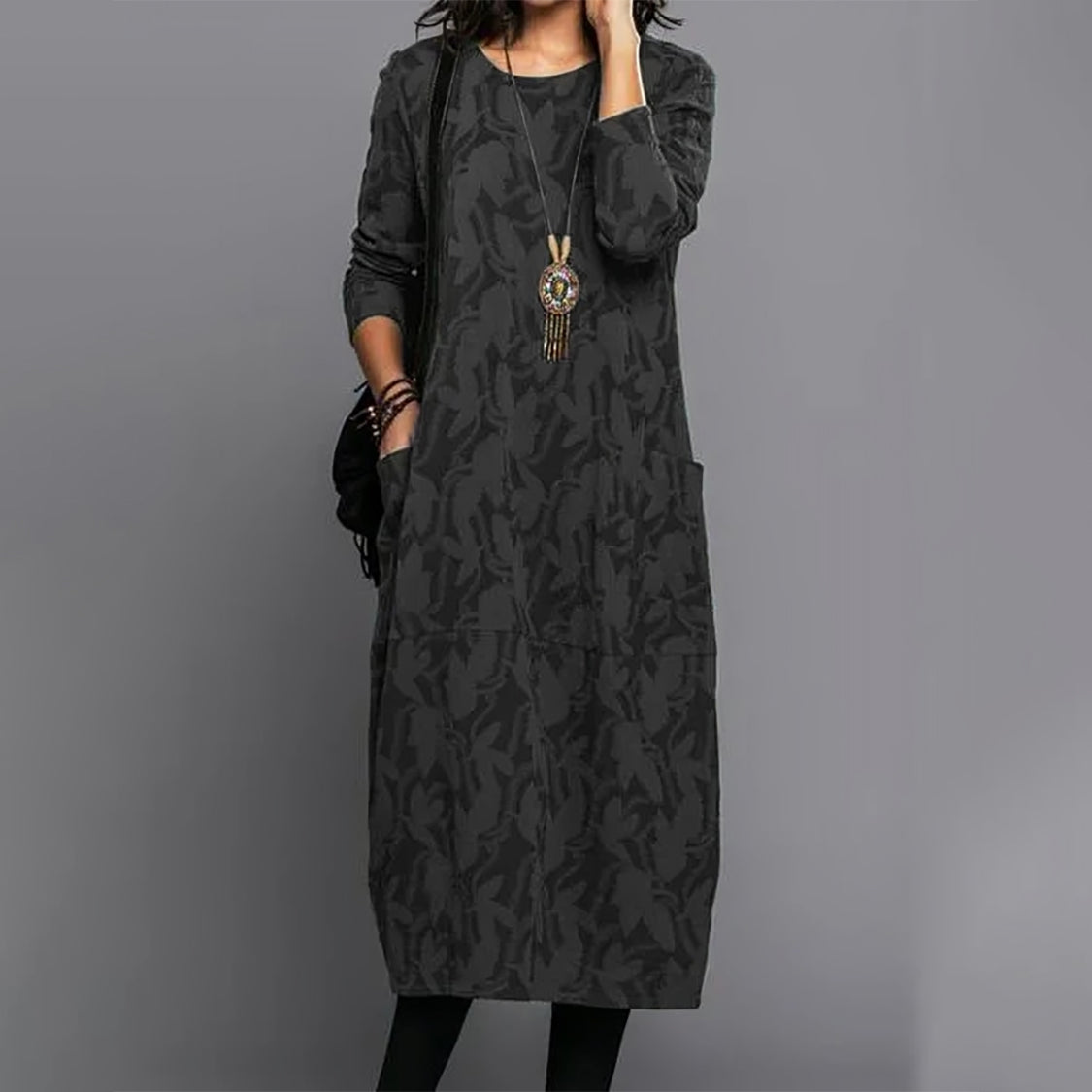 👗【6 farieb S–3XL】Voľné dámske dlhé šaty s potlačou · Pohodlné, štýlové a ľahké · 50% zľava + rýchle doručenie