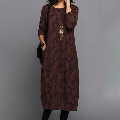 👗【6 farieb S–3XL】Voľné dámske dlhé šaty s potlačou · Pohodlné, štýlové a ľahké · 50% zľava + rýchle doručenie