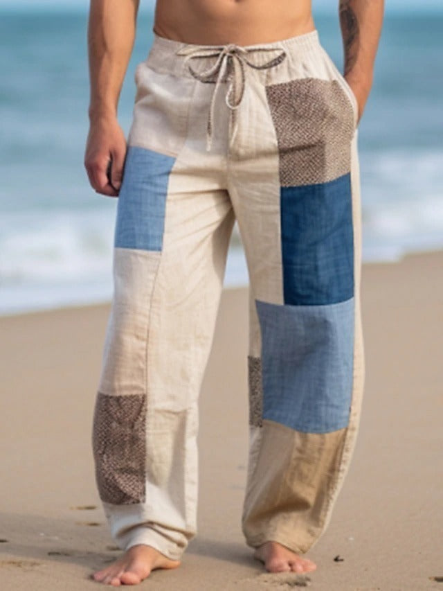 👖✨【10 culori🌈】【S–6XL】Pantaloni subțiri bărbătești din bumbac și in – stil boem, largi, comozi și lejeri 😍🌿