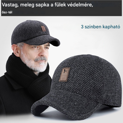 🔥【-30% Akció】【3 szín】Férfi téli gyapjú hatású baseball sapka fülvédővel · Meleg, szélálló kültérre