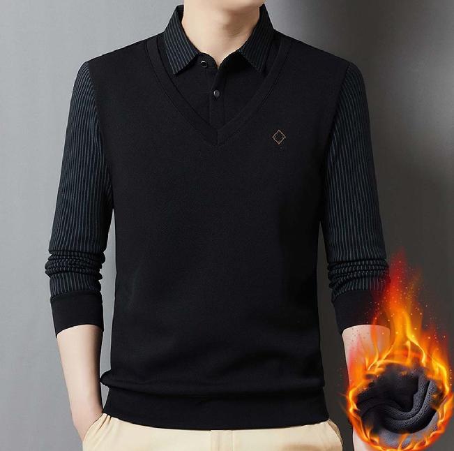 🔥 Ofertă sezonieră -50% 【M-4XL】👔 Set premium pentru bărbați din cașmir, călduros, cu bluză cu mâneci lungi